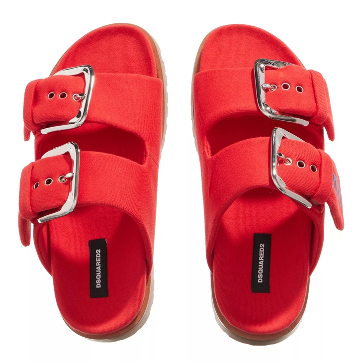 Ladies flat hot sale red sandals