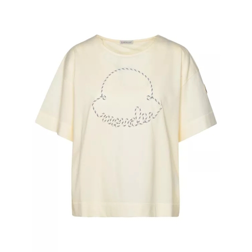 Moncler Ivory Cotton T-Shirt Neutrals 
