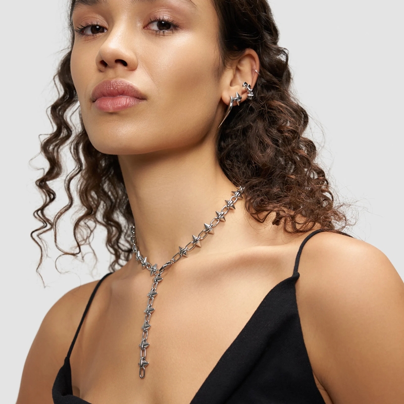 Liebeskind Berlin Mittellange Halskette Edelstahl Spikes silber(Image 7)