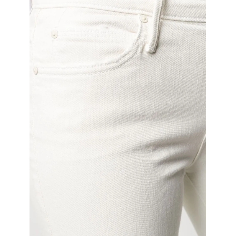 Mother Jeans Cream Puffs White Cotton Blend Flared Cropped Jean White(Image 4)