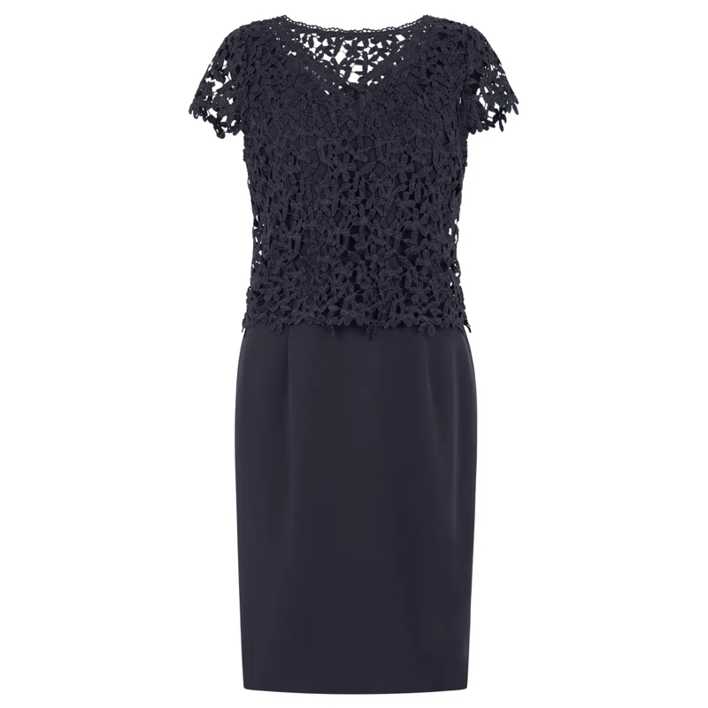 Apart Abendkleid Etuikleid mit Spitzenjäckchen dunkel-blau