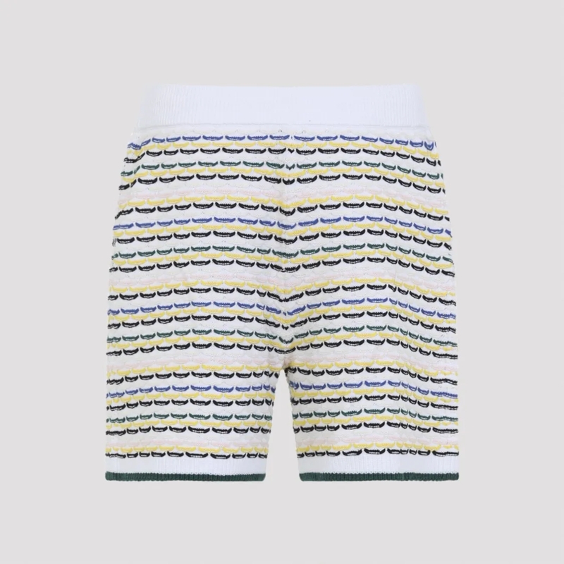 Casablanca Casual Shorts Textured Knit Bermuda Shorts With Scalloped Patter Multicolor