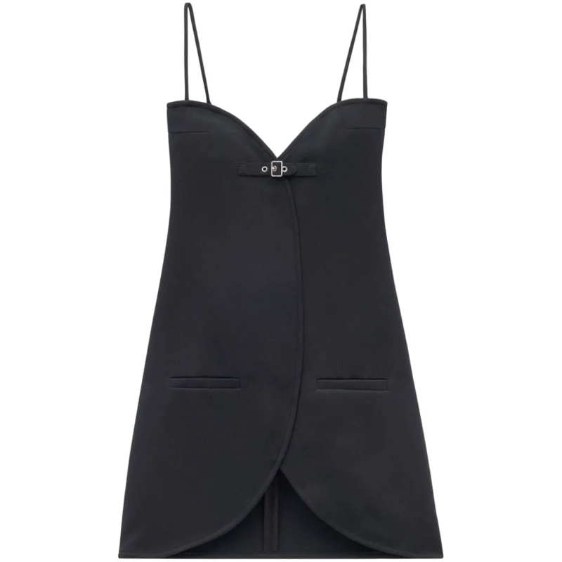 Courrèges Midi-jurk Above-Knee Twill Weave Dress Black