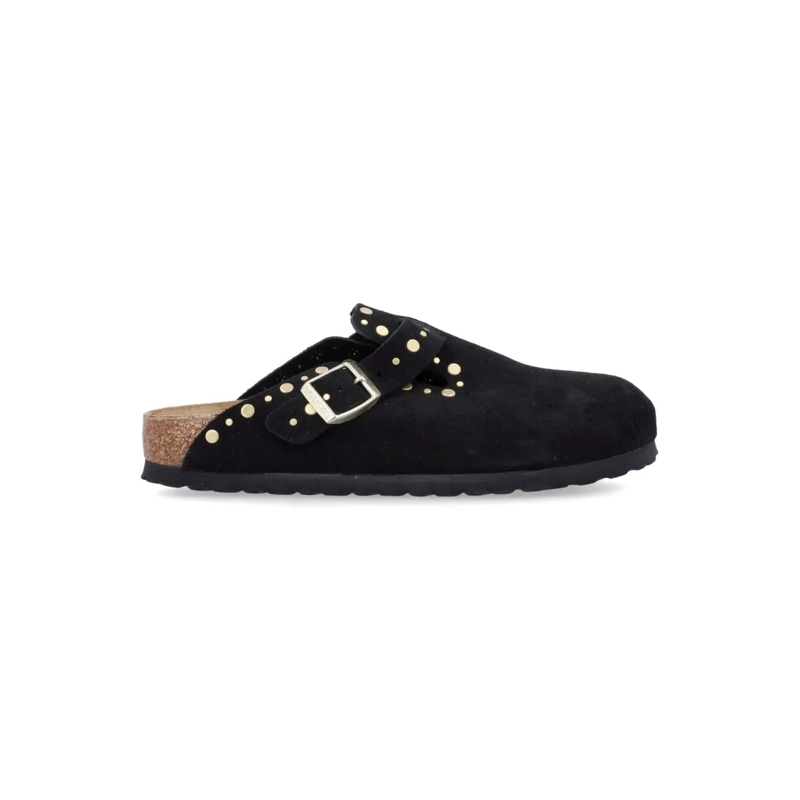 Birkenstock Mules Boston Black Suede Mules With Studs Black
