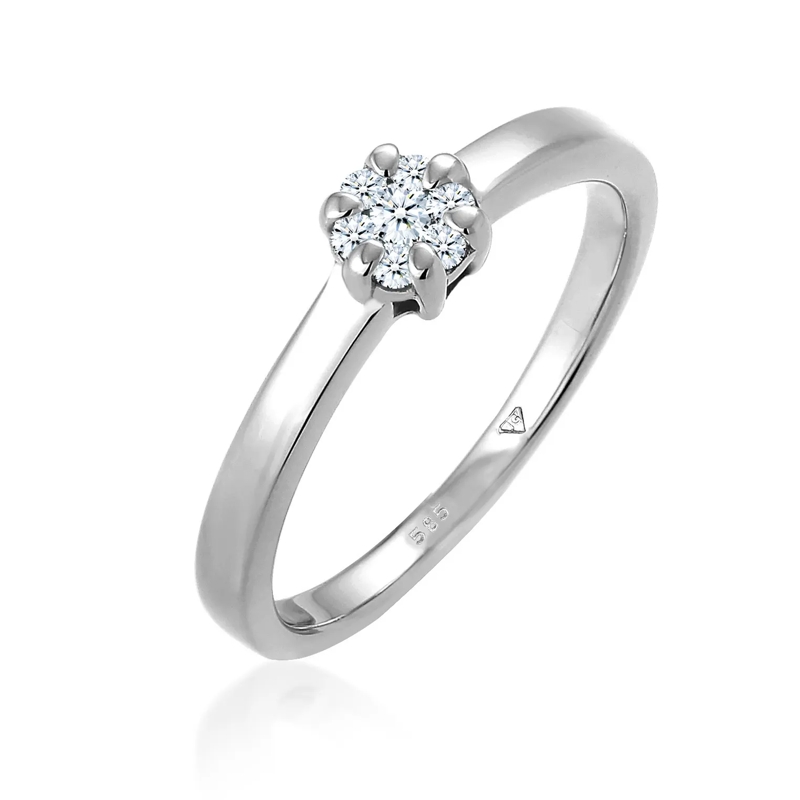 Elli Diamantring Ring Verlobung Diamant 0.12 ct. Luxuriös 585 Weißg silber
