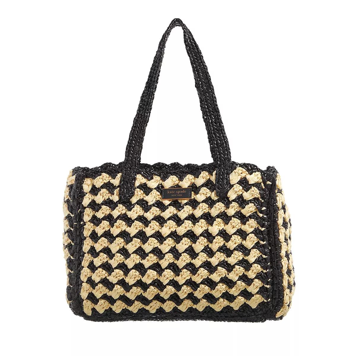 Kate Spade New York High Tide Striped Crochet Raffia Shopping Bag Black