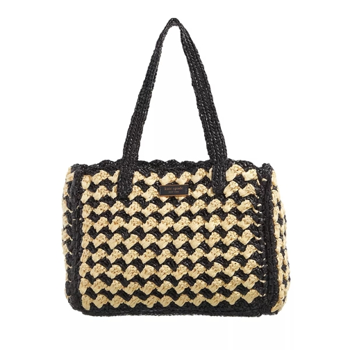 Kate Spade New York High Tide Striped Crochet Raffia Shopping Bag Black Multi Shopping Bag