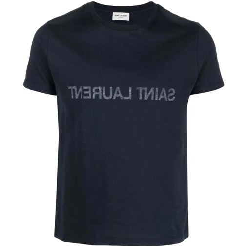 Saint Laurent Sweatshirts Reverse Logo Print T-shirt blau (Image 2)