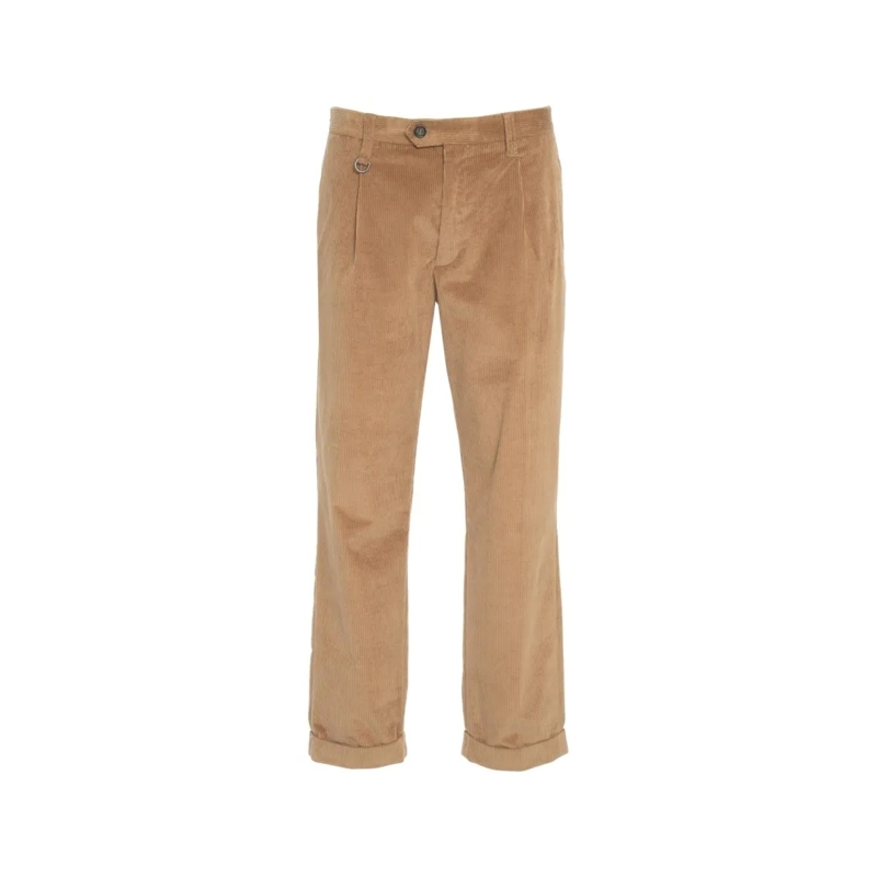Paolo Pecora Pantalon de costume Brown Corduroy Trousers With Elegant Pleats And Tu Neutrals