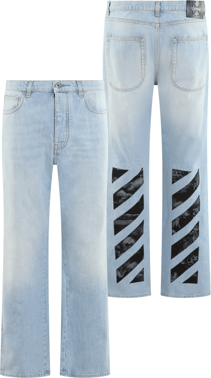 Thumbnail - Off-White - Heren Fresco Diag Relaxed Jeans Blau - Größe 32 - blue