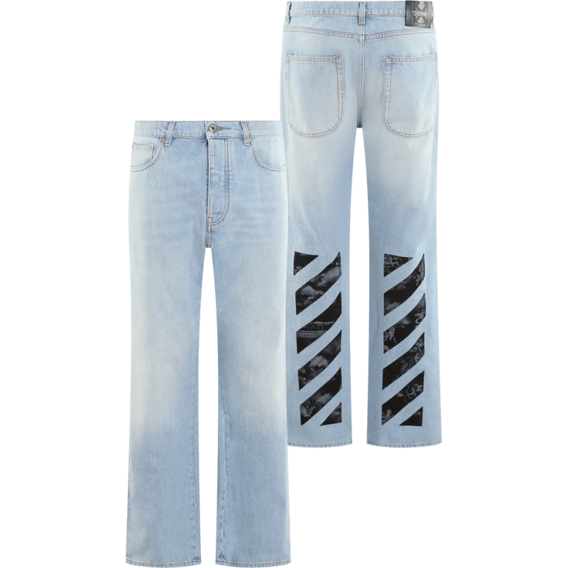Off-White  Heren Fresco Diag Relaxed Jeans blau
