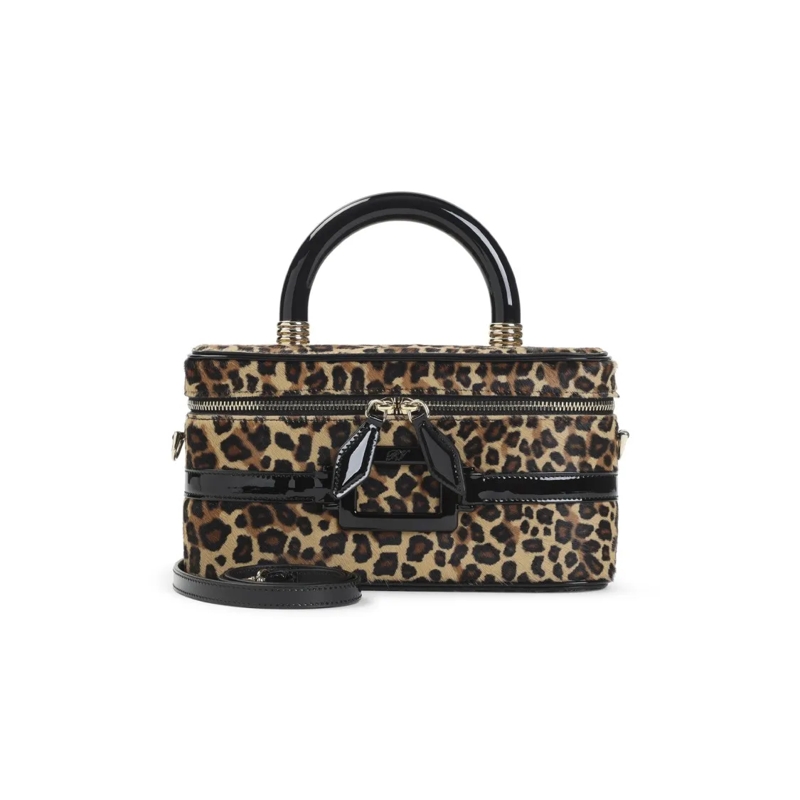 Roger Vivier Sac à bandoulière Structured Rectangular Handbag With Bold Leopard P Black