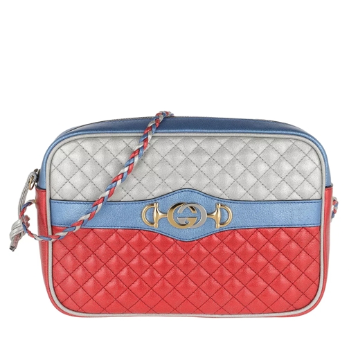 Gucci Shoulder Bag Laminated Leather Blu/Rosso/Argento Camera Bag