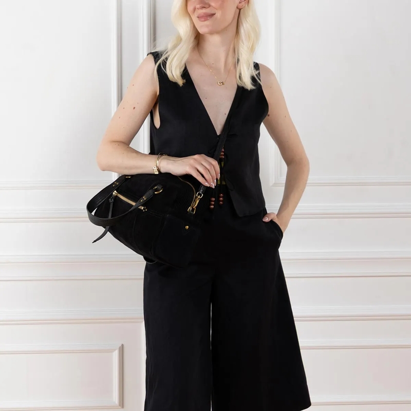 Jerome Dreyfuss Schultertasche Lucky Bowling Split Suede Noir(Image 2)