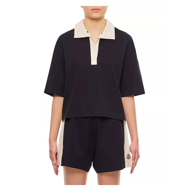 Moncler  Ss Cotton Polo T-Shirt Black