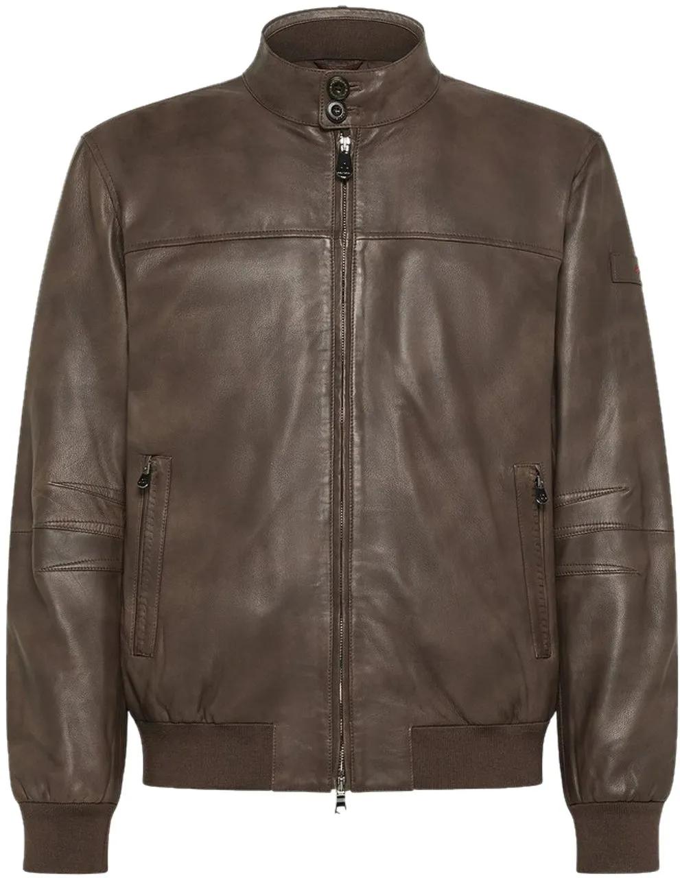 Peuterey - Vintage-Inspired Leather Bomber Jacket - Größe M - braun