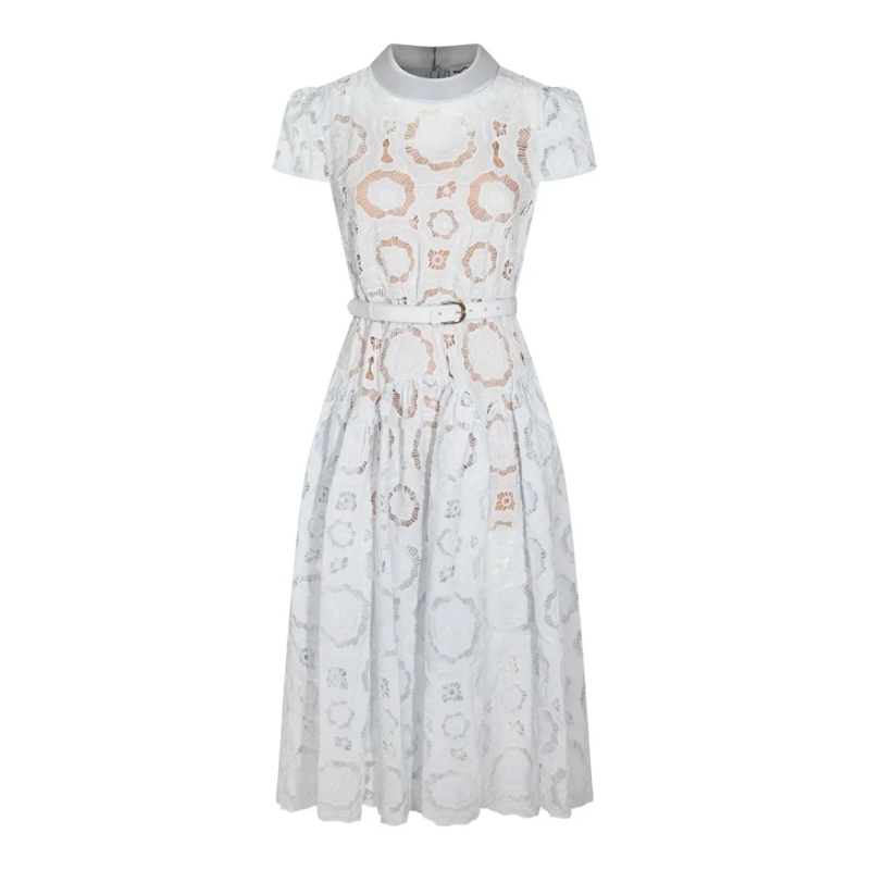 Self Portrait Midikleid Light Blue Dress White