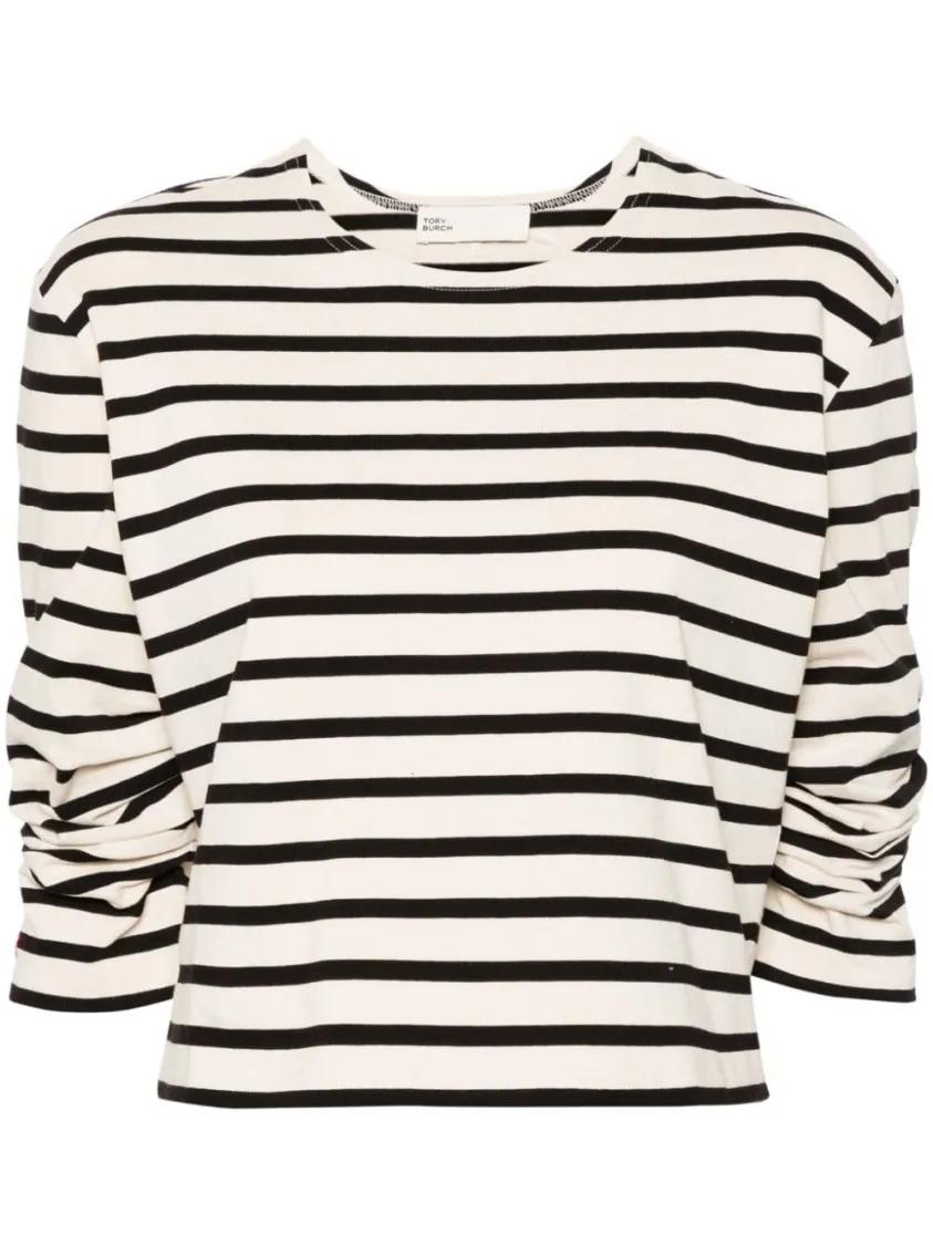 Tory Burch - Striped T-Shirt - Größe S - weiß