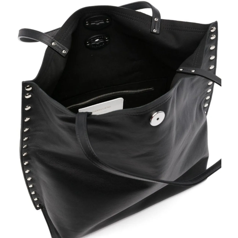 Zanellato Tote Black Leather Tote Bag With Decorative Studs Black(Image 2)