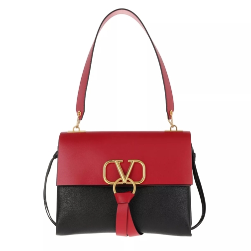 Valentino Garavani V Ring Bag Leather Red Satchel