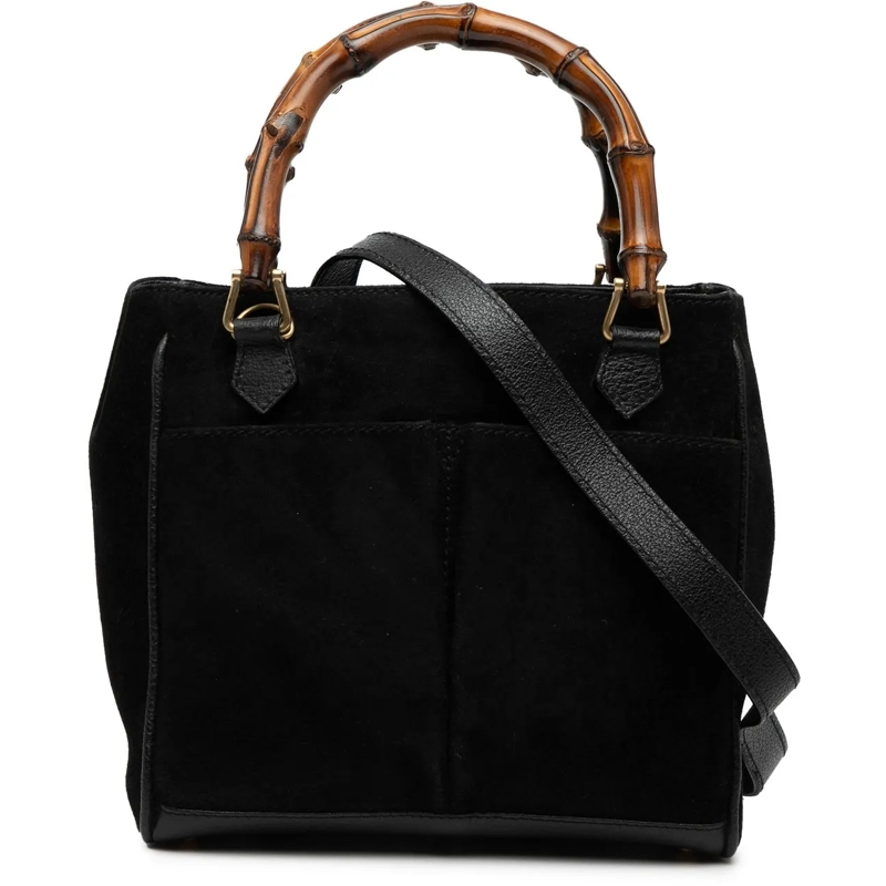 Gucci Sac à bandoulière Suede Bamboo Satchel schwarz