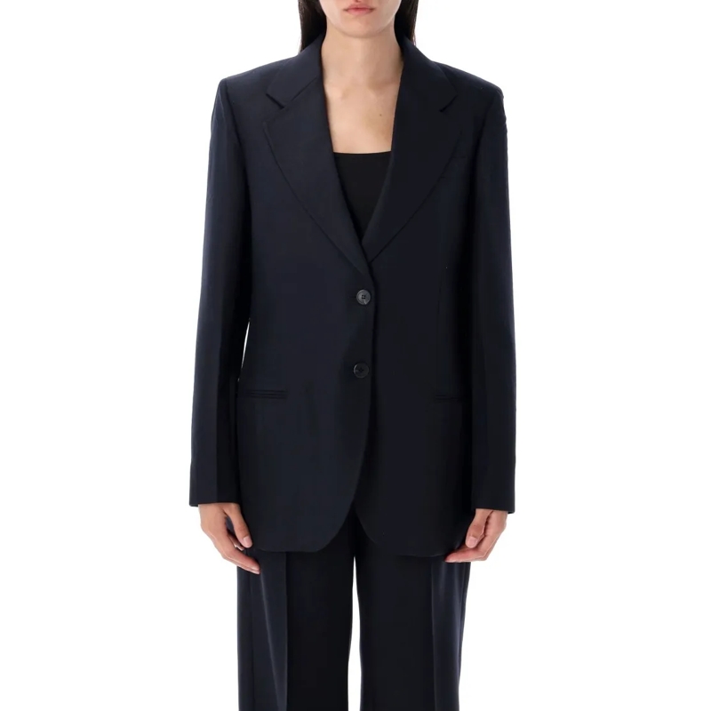 Prada Blazer Chevron Patterned Wool Blazer With Tailored Silhou Black