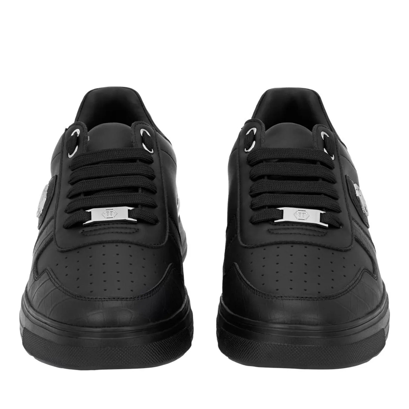 Philipp Plein Low-Top-Sneaker Lo-Top Turnschuhe Cocco Crocco Geprägt schwarz(Image 4)