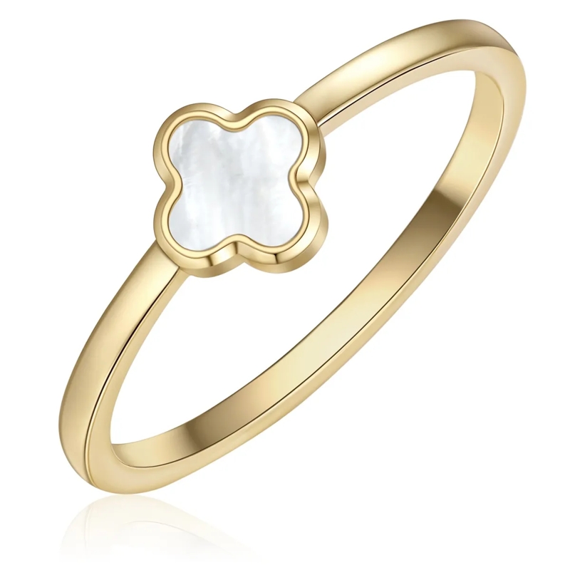 Glanzstücke München Ring Edelstahl Ring PerlmuttKleeblatt gold(Image 3)
