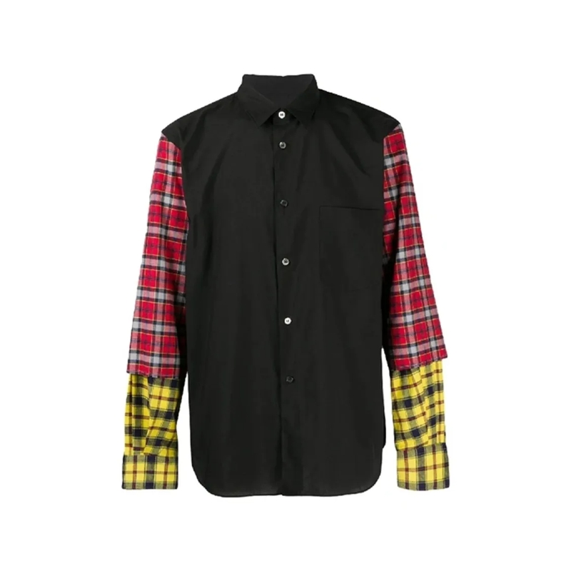 Comme des Garcons Overhemd Comme Des Garçons Checked Sleeve Shirt Black