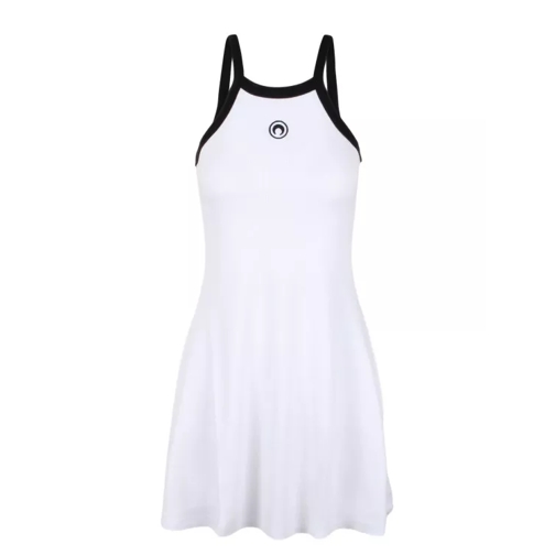 Marine Serre Organic Cotton Rib Flared Dress White 