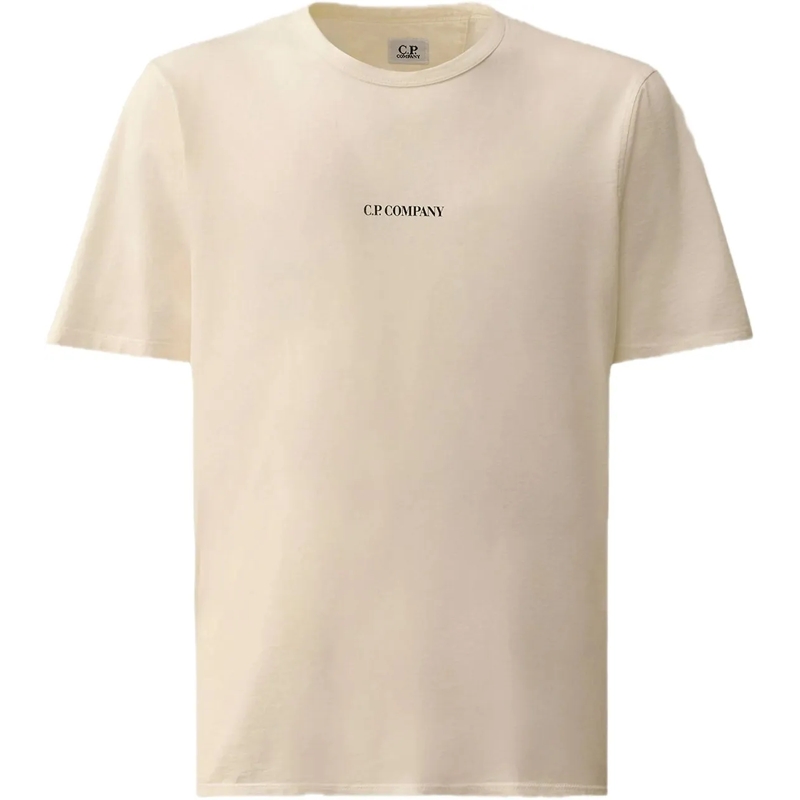 CP Company T-Shirt t-shirt wit logo voorkant weiß