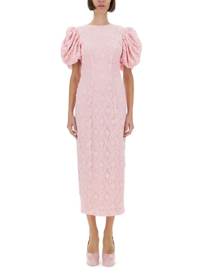 Thumbnail - Rotate - Lace Midi Dress - Größe 36 - pink