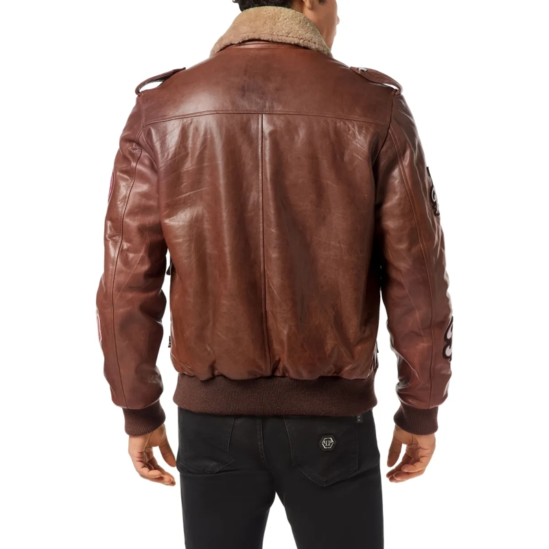 Philipp Plein Daunenjacke Leather Jacket braun(Image 2)