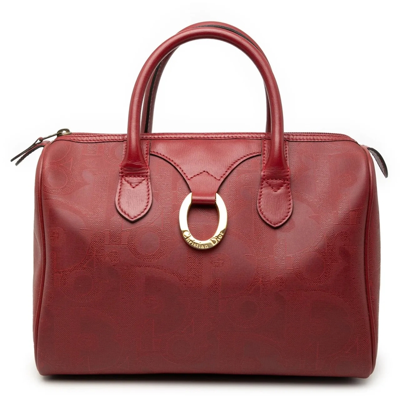 Christian Dior Tote Diorissimo Trotter Coated Canvas Boston Bag rot