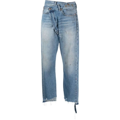 R13 Jeans Off-Centre Distressed Denim Trousers Blue