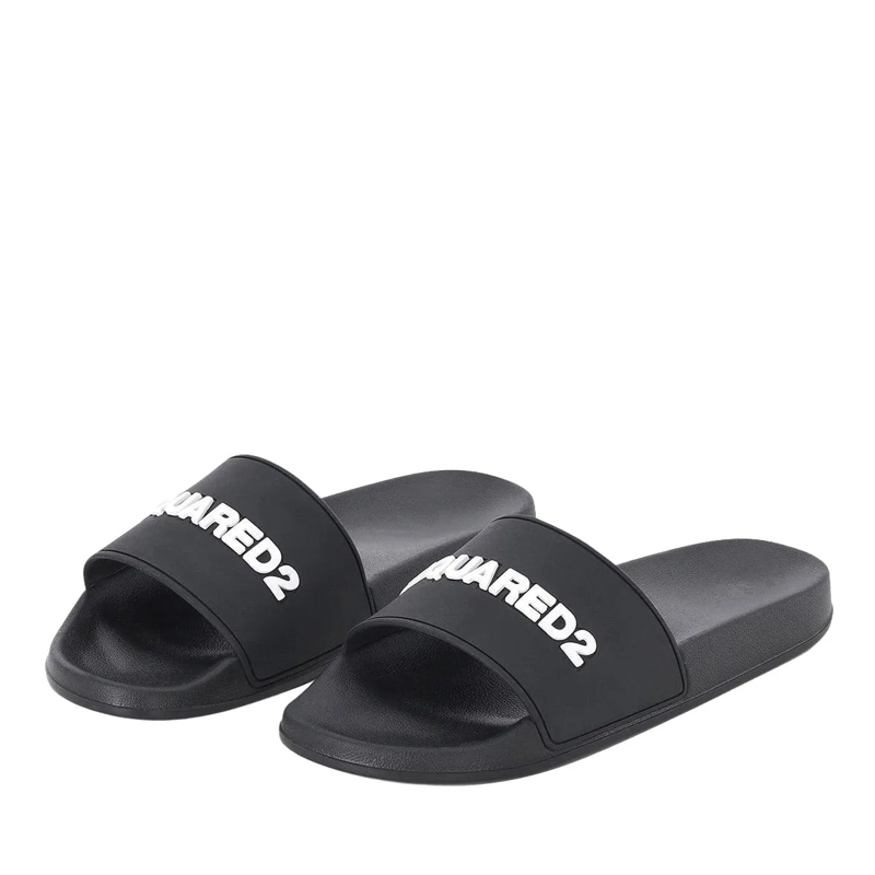 Dsquared2 Claquettes Pantoletten mit Logo schwarz