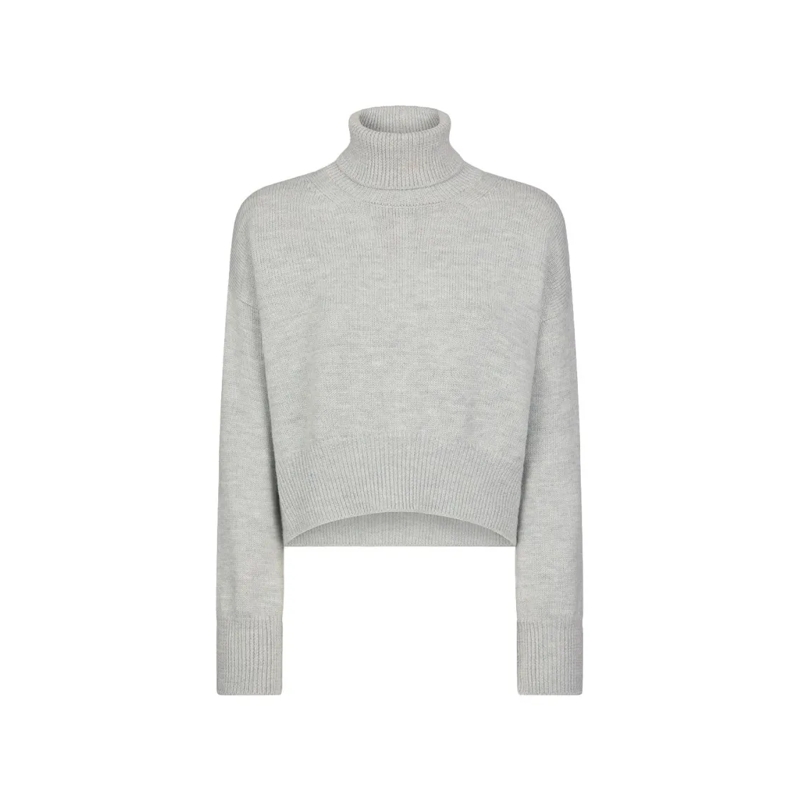 Dondup Trui met col Cropped Grey Wool Sweater With High Neck Grey