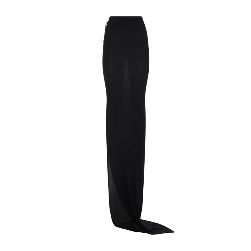 Rick Owens Minijupe Flowing Maxi Skirt With Sheer Panel And High Waist Black