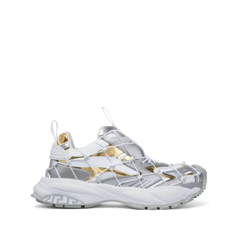 Versace Low-Top-Sneaker Color-Block Sneakers With Metallic Accents White