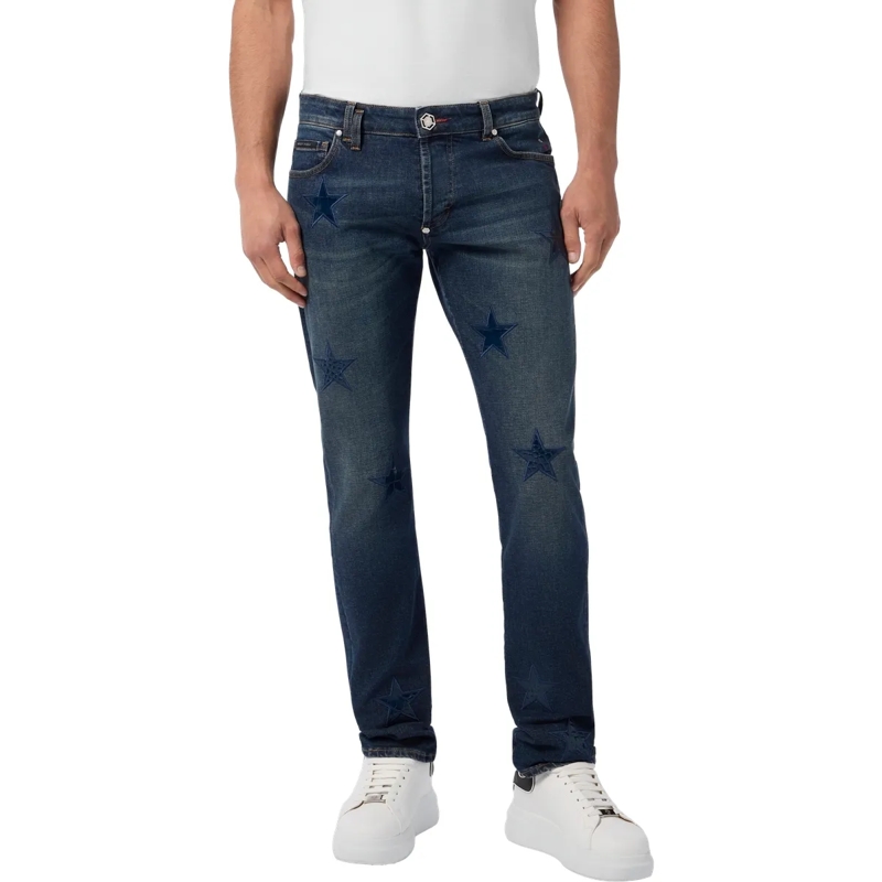 Philipp Plein Jeans mit geradem Bein Super Straight Cut Jeans Cocco Stars blau(Image 3)