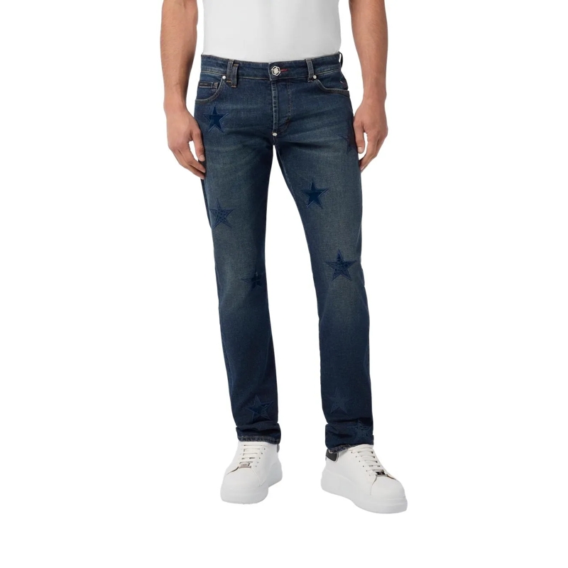 Philipp Plein Jeans mit geradem Bein Super Straight Cut Jeans Cocco Stars blau(Image 4)