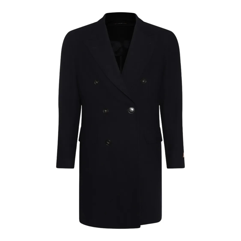 Canali Overgangsmantel Double-Breasted Tailored Coat With Wide Lapels And Black