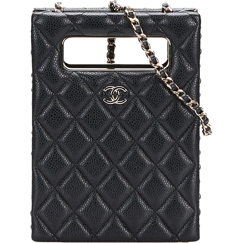 Chanel Schultertasche Mini Caviar Chain Around Cut Out Evening Bag schwarz