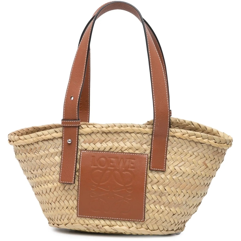 Loewe Tote Small Raffia Basket Tote braun