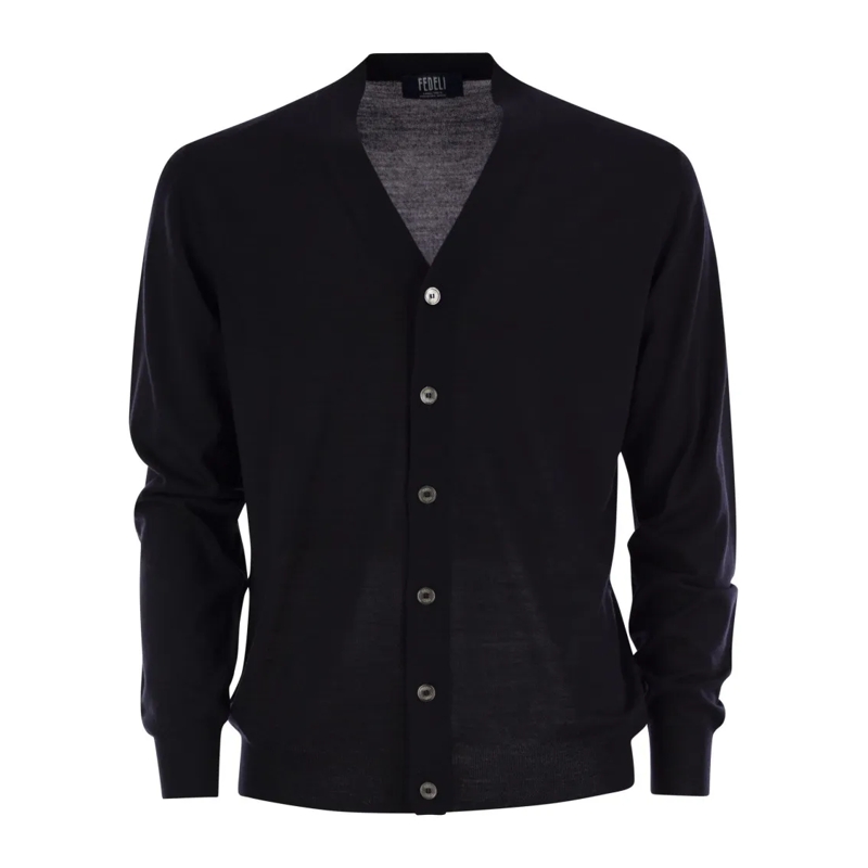 Fedeli Vest Lightweight Virgin Wool Cardigan Blue