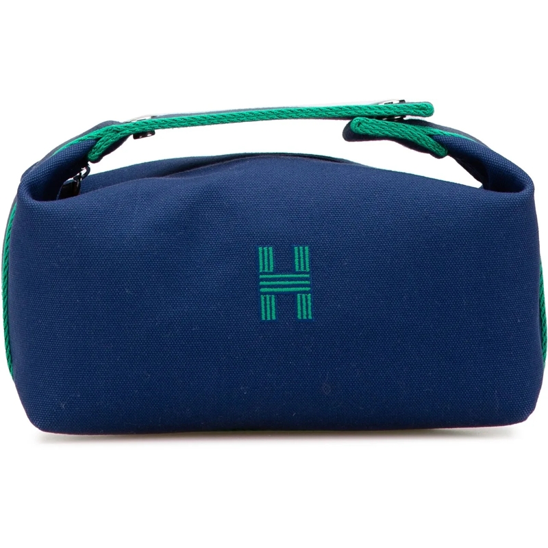 Hermès Kosmetiktasche Small Toile Bride A Brac Case blau