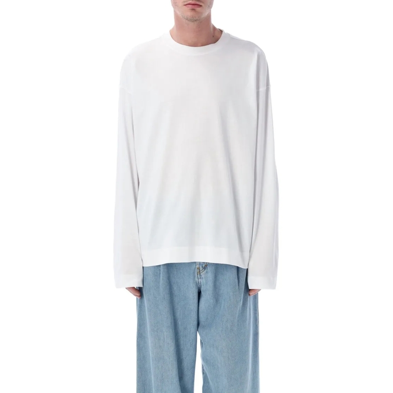 Dries Van Noten Haut à manches longues Loose-Fitting Long-Sleeved T-Shirt With Classic Cr White