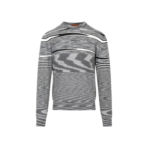 Missoni Space Dye Black And White Crewneck Wool Sweater Black 