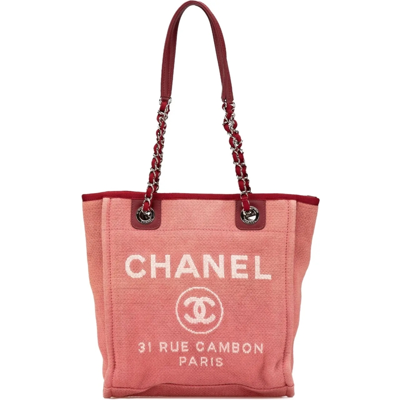 Chanel Schultertasche Mini Mixed Fibers Deauville Tote rot