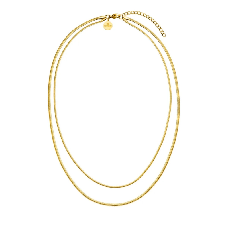 Purelei Mittellange Halskette Doppelkette Two Layers gold